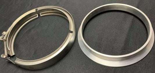 Aluminum V-band Flange And Clamp Kit For S400 T-6 Turbine Outlets Fits 5″ Pipe