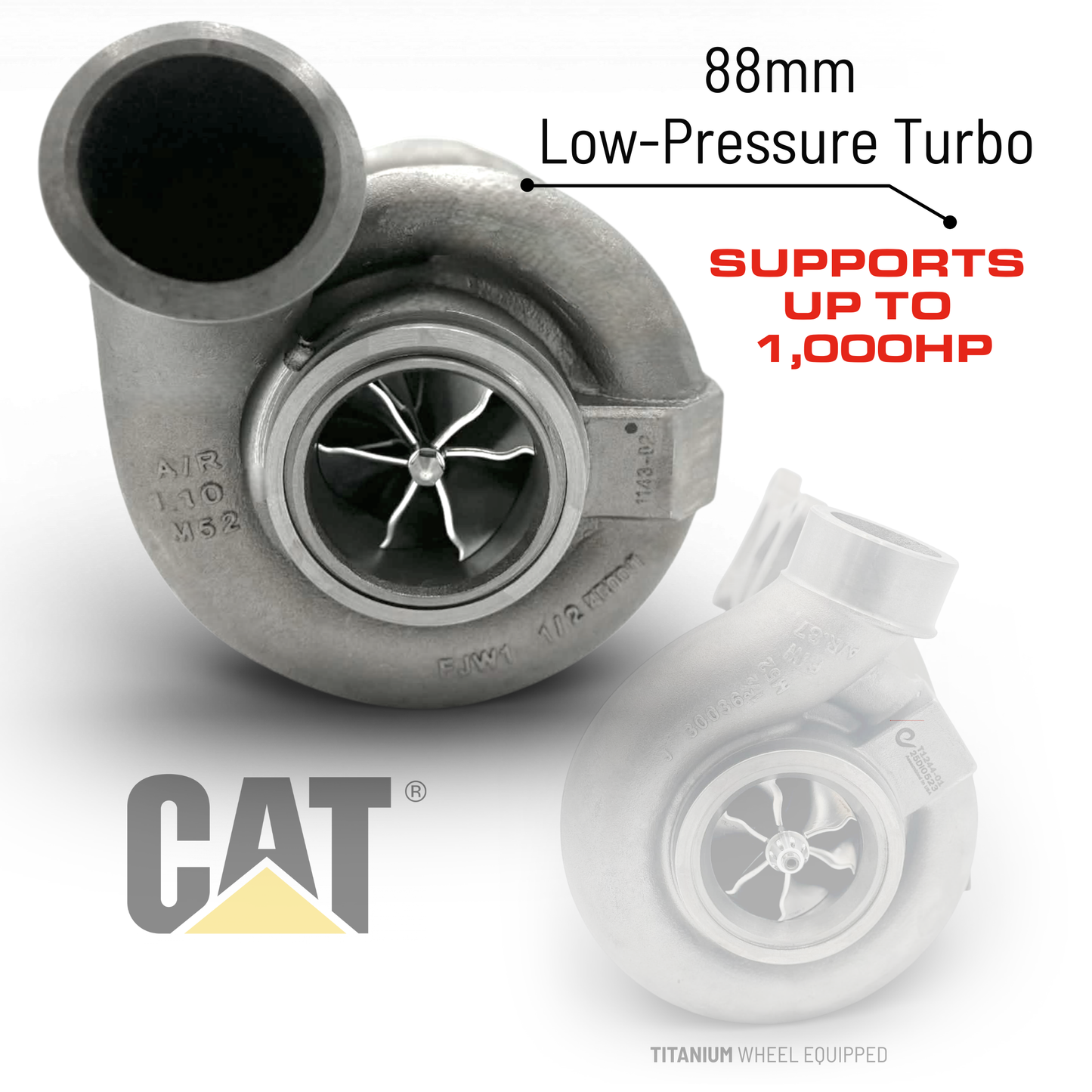CAT ACERT 88mm Low-Pressure Compound TCT Turbo Upgrade - Supports 1000HP